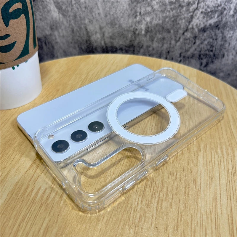 Original For Magsafe Magnetic Case for Samsung Galaxy S25 S24 S21 FE S22 Plus S23 Ultra Plus Wireless Charging Shockproof Cover
