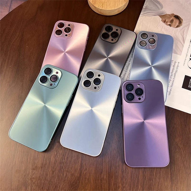 Luxury Laser Aurora CD Pattern Matte Case For iPhone 16 15 14 13 12 11 Pro Max 16 Plus Soft Bumper Shockproof Armor Hard Cover