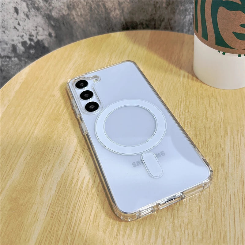 Original For Magsafe Magnetic Case for Samsung Galaxy S25 S24 S21 FE S22 Plus S23 Ultra Plus Wireless Charging Shockproof Cover