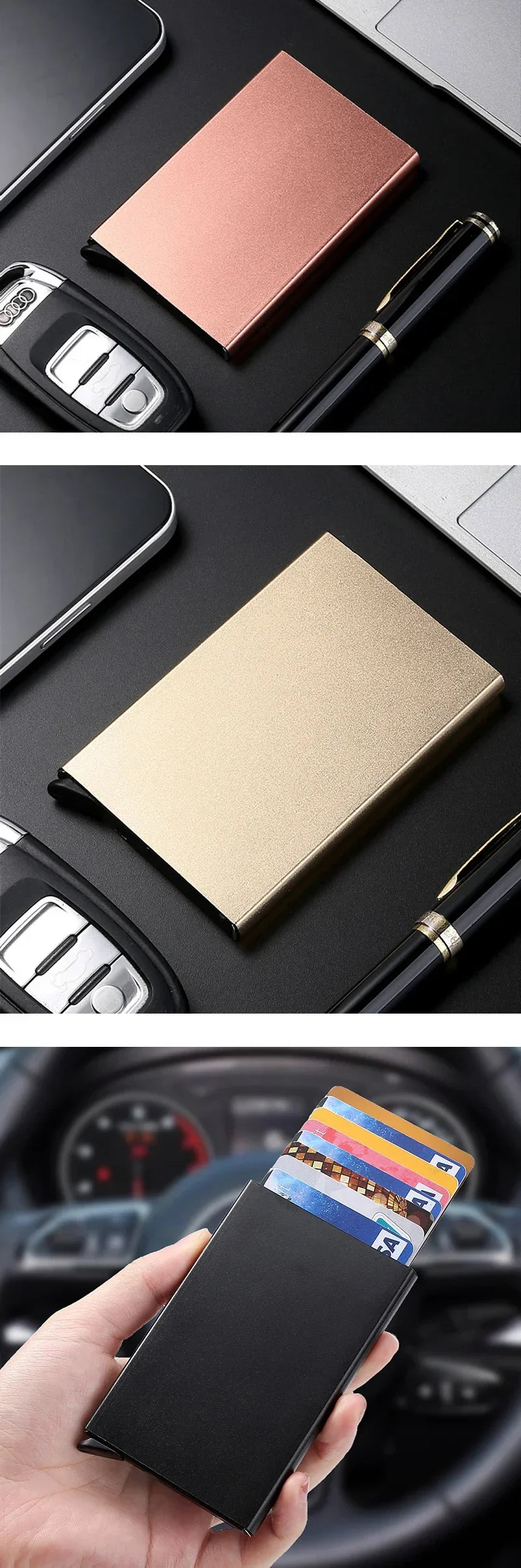 Men ID Credit Bank Card Holder Wallet Anti Rfid Smart Anti Rfid Blocking Protected Magic Pop Up Slim Small Money Wallets Case