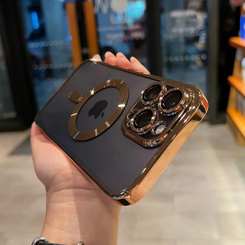Luxury Transparent Magsafe Wireless Charging Case For iPhone 15 14 13 12 11 16 Pro Max Plus X Xs Max XR Magnetic Silicone Cover