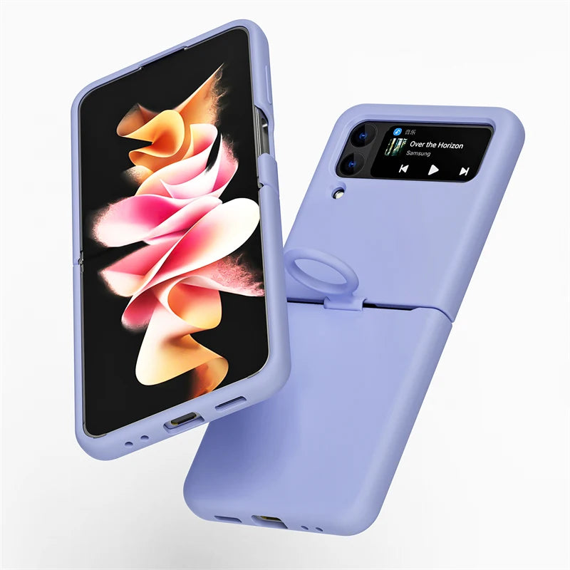 Liquid Silicone Ring Holder Case for Samsung Galaxy Z Flip 3 4 5G Flip4 Flip3 Flip2 Flip1 Foldable Full Protection Fashion Cover
