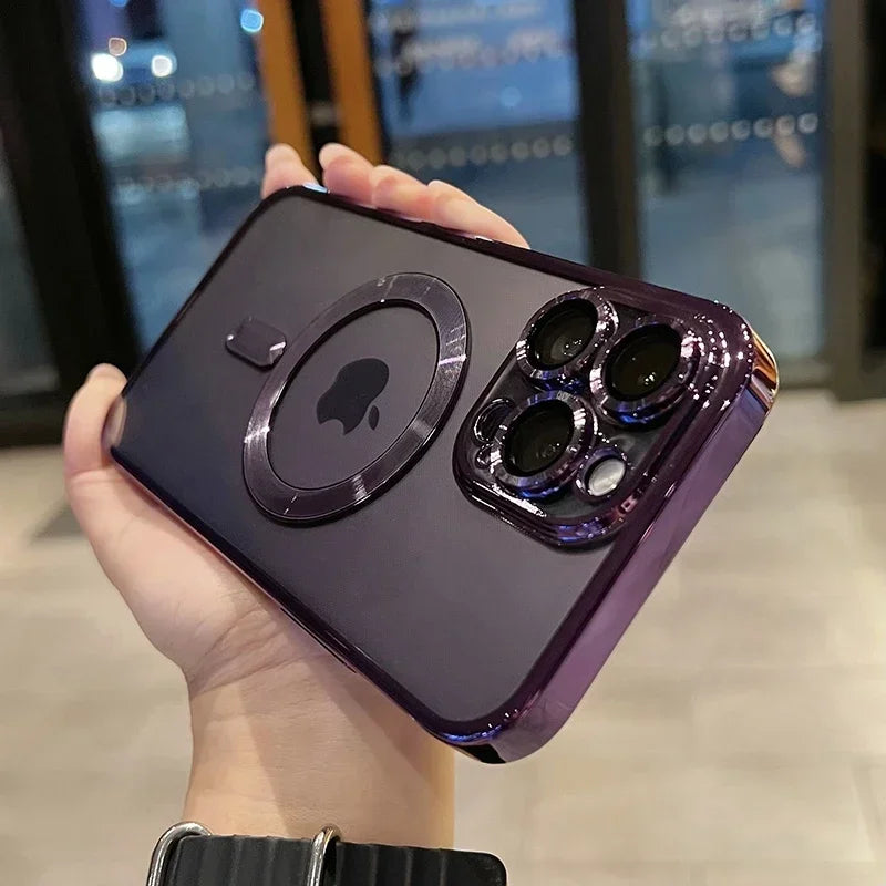 Luxury Transparent Magsafe Wireless Charging Case For iPhone 15 14 13 12 11 16 Pro Max Plus X Xs Max XR Magnetic Silicone Cover