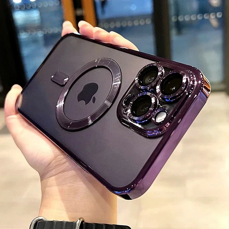 Luxury Transparent Magsafe Wireless Charging Case For iPhone 15 14 13 12 11 16 Pro Max Plus X Xs Max XR Magnetic Silicone Cover