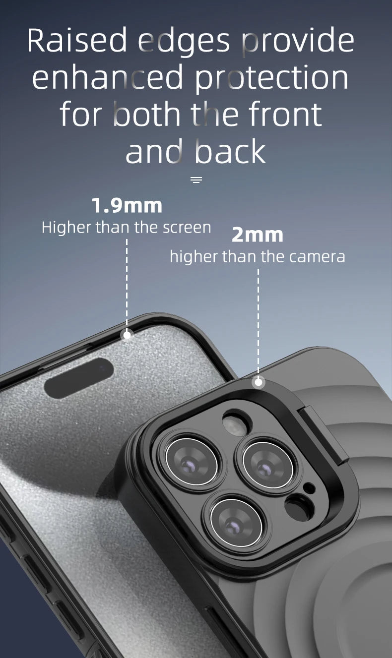 Ripple Matte Armor For Magsafe Magnetic Wireless Charge Case For iPhone 16 Plus 15 14 13 Pro Max Camera Fold Stand Protect Cover