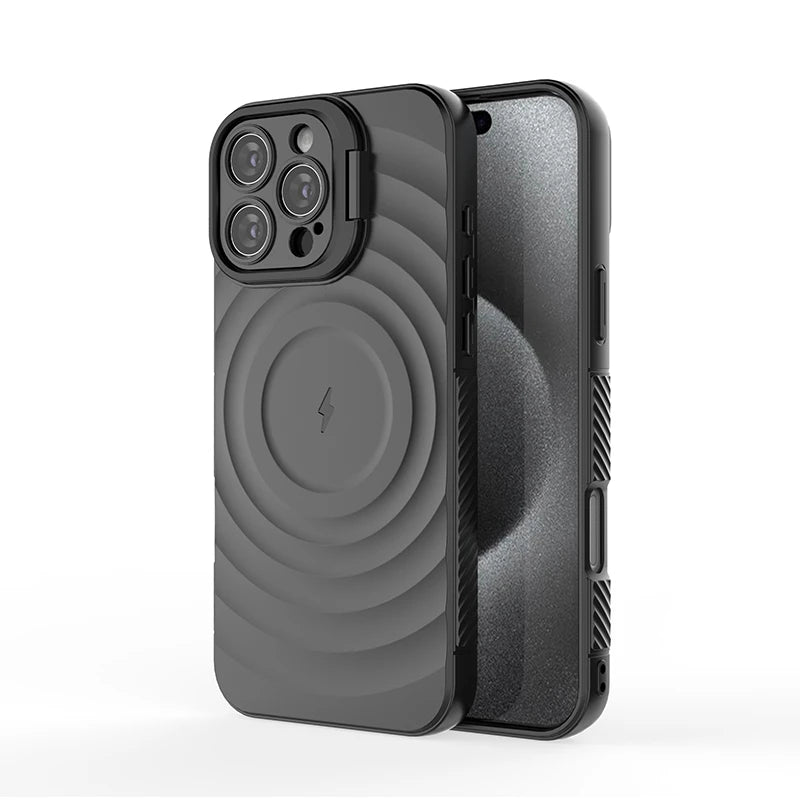 Ripple Matte Armor For Magsafe Magnetic Wireless Charge Case For iPhone 16 Plus 15 14 13 Pro Max Camera Fold Stand Protect Cover