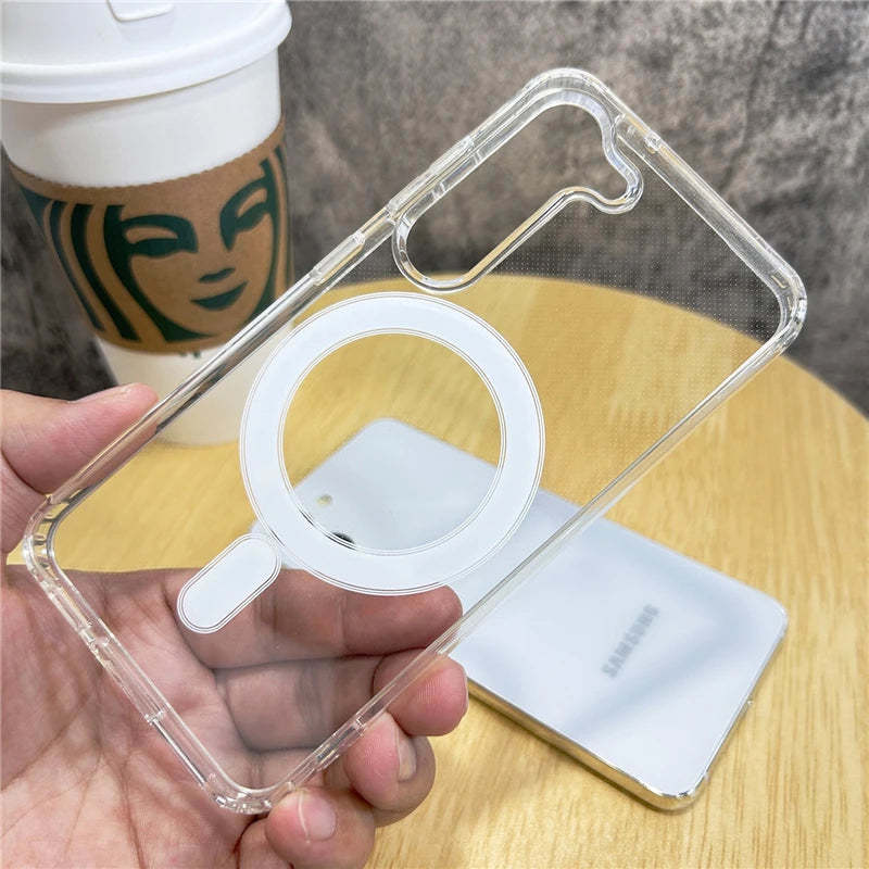 Original For Magsafe Magnetic Case for Samsung Galaxy S25 S24 S21 FE S22 Plus S23 Ultra Plus Wireless Charging Shockproof Cover