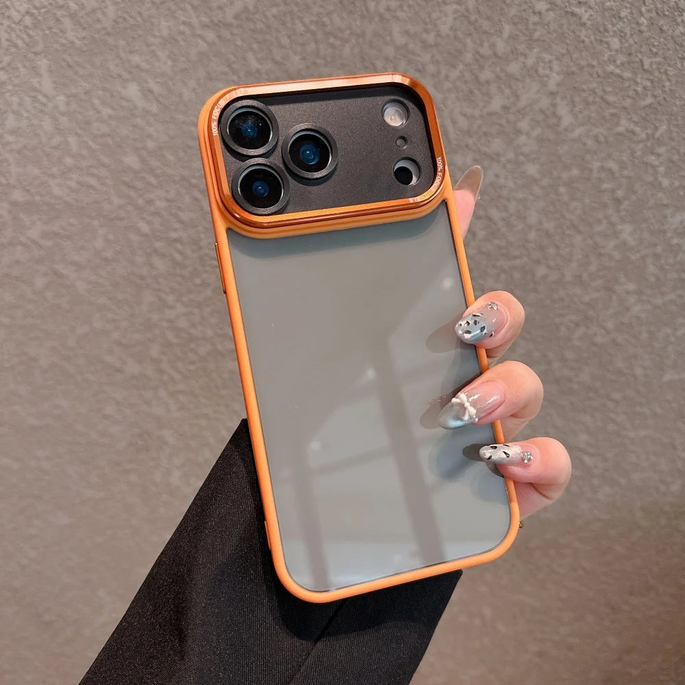 Acrylic Transparent Black Soft Frame Phone Case For iPhone 17air 17 16 15 14 13 11 12 Pro Max Plus Metal Lens Protective Cover