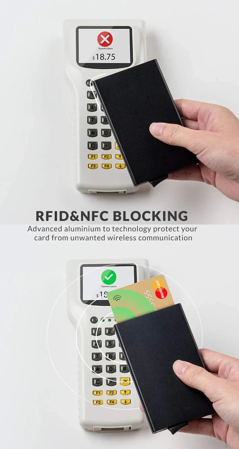 Men ID Credit Bank Card Holder Wallet Anti Rfid Smart Anti Rfid Blocking Protected Magic Pop Up Slim Small Money Wallets Case