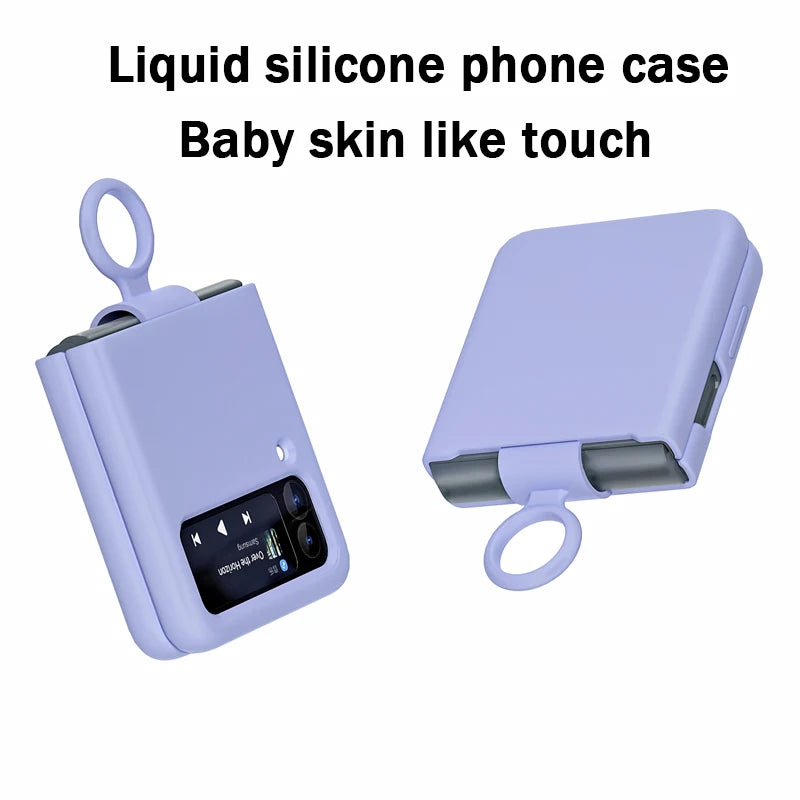 Liquid Silicone Ring Holder Case for Samsung Galaxy Z Flip 3 4 5G Flip4 Flip3 Flip2 Flip1 Foldable Full Protection Fashion Cover