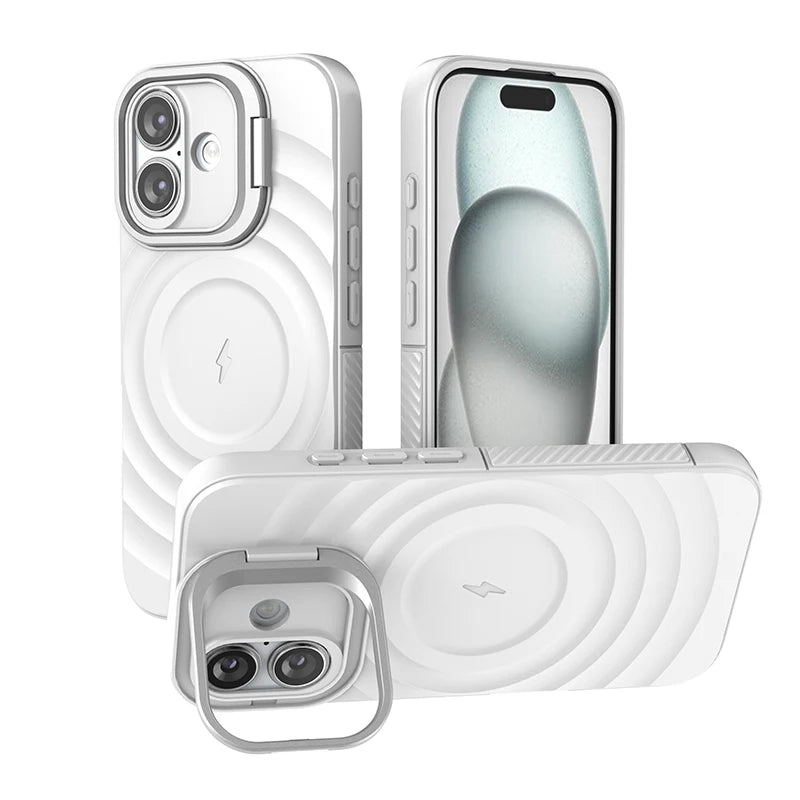 Ripple Matte Armor For Magsafe Magnetic Wireless Charge Case For iPhone 16 Plus 15 14 13 Pro Max Camera Fold Stand Protect Cover
