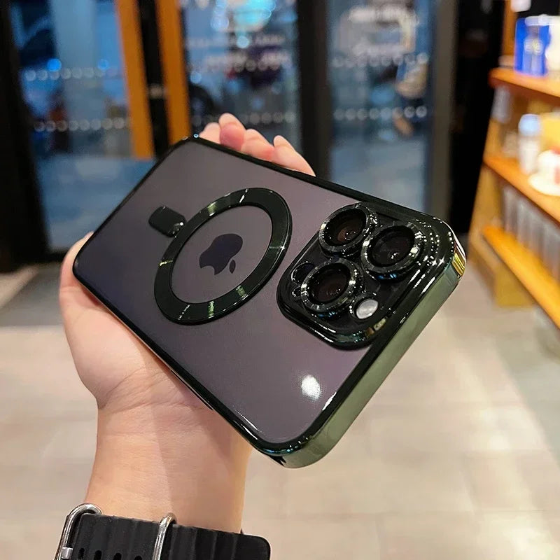 Luxury Transparent Magsafe Wireless Charging Case For iPhone 15 14 13 12 11 16 Pro Max Plus X Xs Max XR Magnetic Silicone Cover
