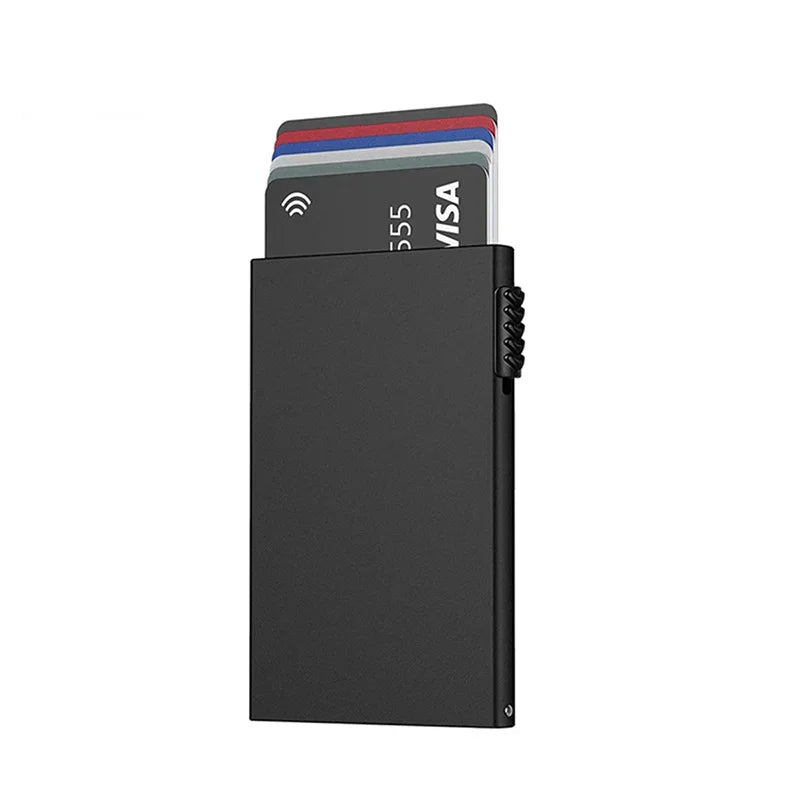 Rfid Smart Wallet Credit Card Holder Metal Thin Slim Men Women Wallets Pop Up Minimalist Wallet Small Black Purse Metal Vallet