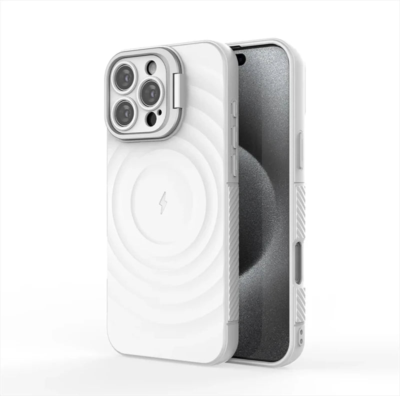 Ripple Matte Armor For Magsafe Magnetic Wireless Charge Case For iPhone 16 Plus 15 14 13 Pro Max Camera Fold Stand Protect Cover