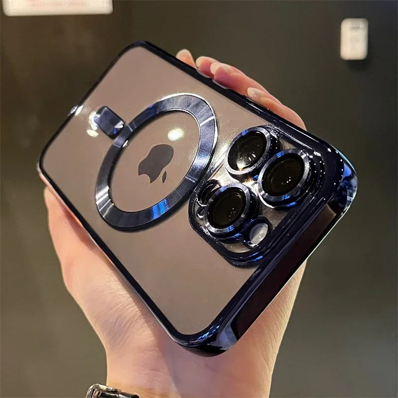 Luxury Transparent Magsafe Wireless Charging Case For iPhone 15 14 13 12 11 16 Pro Max Plus X Xs Max XR Magnetic Silicone Cover