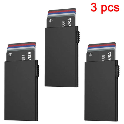 Rfid Smart Wallet Credit Card Holder Metal Thin Slim Men Women Wallets Pop Up Minimalist Wallet Small Black Purse Metal Vallet