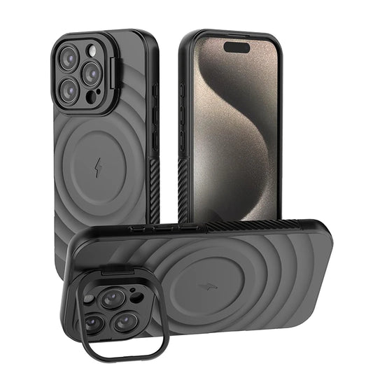 Ripple Matte Armor For Magsafe Magnetic Wireless Charge Case For iPhone 16 Plus 15 14 13 Pro Max Camera Fold Stand Protect Cover