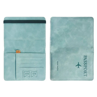 RFID Blocking Passport Holder Cover Wallet Case Travel Leather Wallet for Men Women Multi-Function ID Bank Card Case Accessories