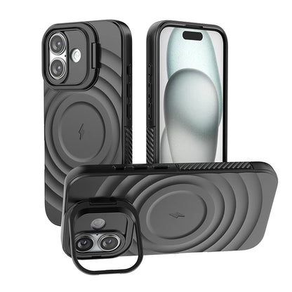Ripple Matte Armor For Magsafe Magnetic Wireless Charge Case For iPhone 16 Plus 15 14 13 Pro Max Camera Fold Stand Protect Cover