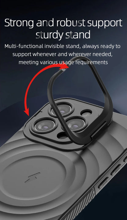 Ripple Matte Armor For Magsafe Magnetic Wireless Charge Case For iPhone 16 Plus 15 14 13 Pro Max Camera Fold Stand Protect Cover