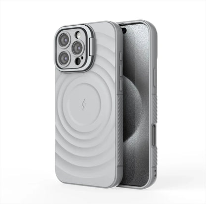 Ripple Matte Armor For Magsafe Magnetic Wireless Charge Case For iPhone 16 Plus 15 14 13 Pro Max Camera Fold Stand Protect Cover