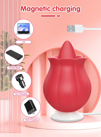 Powerful Tongue Licking Vibrator Women Clitoris Stimulator Massager Female Oral Nipples Clit Vibrating Rose Sex Toys for Adults