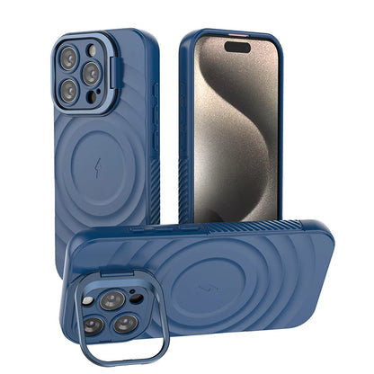 Ripple Matte Armor For Magsafe Magnetic Wireless Charge Case For iPhone 16 Plus 15 14 13 Pro Max Camera Fold Stand Protect Cover