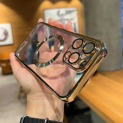 Luxury Transparent Magsafe Wireless Charging Case For iPhone 15 14 13 12 11 16 Pro Max Plus X Xs Max XR Magnetic Silicone Cover