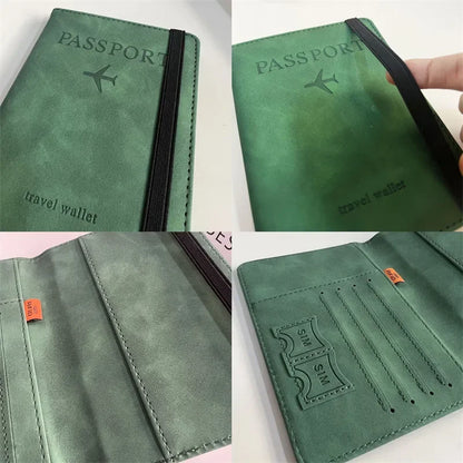 RFID Blocking Passport Holder Cover Wallet Case Travel Leather Wallet for Men Women Multi-Function ID Bank Card Case Accessories