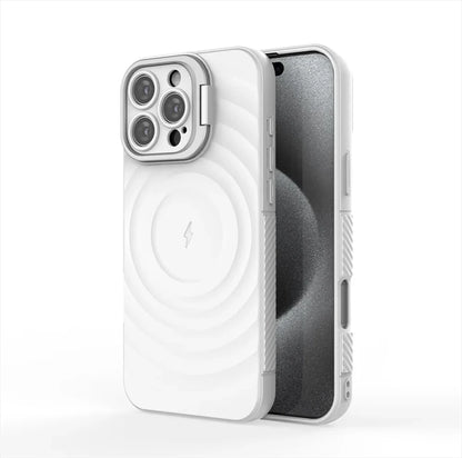 Ripple Matte Armor For Magsafe Magnetic Wireless Charge Case For iPhone 16 Plus 15 14 13 Pro Max Camera Fold Stand Protect Cover