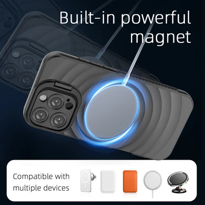 Ripple Matte Armor For Magsafe Magnetic Wireless Charge Case For iPhone 16 Plus 15 14 13 Pro Max Camera Fold Stand Protect Cover